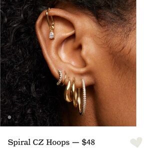 Rowan new Dazzling Gold CZ Hoop Earrings- look like 2 earrings in 1